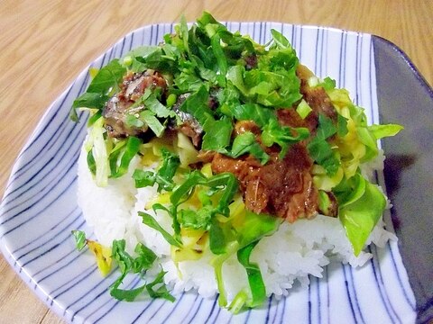 5分で♪さんま缶ときゃべつのガーリック炒め丼